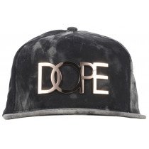 Dope Crystal Wash Gold Logo Snapback Hat Headwear Cap Metal Streetwear Black