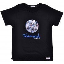 Diamond Supply Co Brilliant T-Shirt Black Short Sleeve Womens Loose Fitted