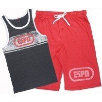 ESPN Pajama Set Tank Top Shorts Sleepwear Loungewear Sports Center Mens Pjs