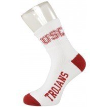 USC Trojans College Athletic Socks For Bare Feet White Tailgate 10-13 Large