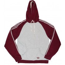 Adidas Sweatshirt Hoodie Mens Fleece Pullover Grey Maroon