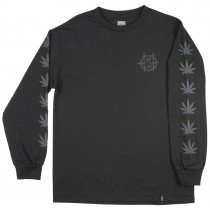 HUF Swords Circle H Long Sleeve Shirt Weed Leaf Mens Black