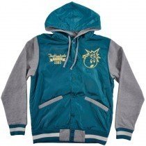 The Hundreds Reloaded HUGE Letterman Jacket Hooded Mens Teal Large