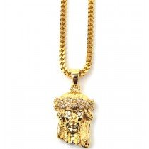 The Gold Gods Micro Jesus Piece Necklace 28 Inch Chain 18k Plated