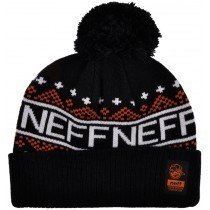 Neff Youth Division Pom Beanie Hat Knitted Kids Cuffed Headwear Style Cap Black