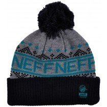 Neff Youth Division Pom Beanie Hat Knitted Kids Cuffed Headwear Style Cap Navy