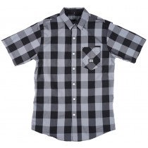 Parish Nation Plaid Short Sleeve Button Down Black Rounded Streetwear Style Mens