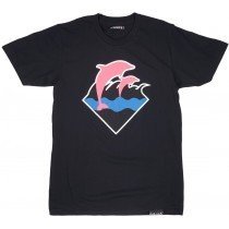 Pink Dolphin Waves T-Shirt Mens Black Plus Size