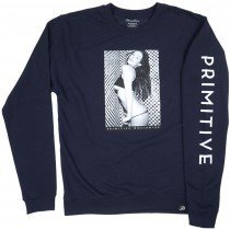 Primitive Glamour Two Tone Crewneck Sweatshirt Navy Pullover Fleece Size Medium