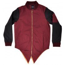 RS1NE ForkTail Bomber Jacket Elongated Gold Zipper Outerwear Maroon