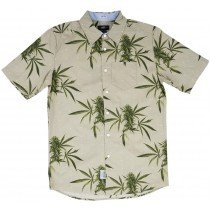 Rocksmith Summer Harvest Short Sleeve Button Down Khaki M-2XL Weed Marijuana 420