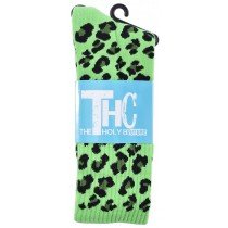 THC Leopard Animal Cheetah Wild Jungle Cat Pattern Lime Socks