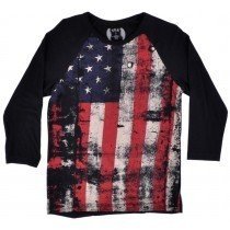 USA Flag Raglan Shirt American Mens Red Size Small