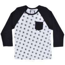 SGR Star Raglan Pocket Shirt White Black Mens Small