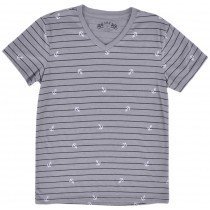 SGR V Neck Tee Shirt Anchor Short Sleeve Gray Fashion Mens Authentic Top S-XL