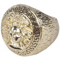 Gold Medusa Ring Mens Polished Fashion Jewelry 