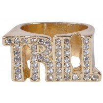 Gold Plated Trill Cubic Zirconia Mens Rapper Chunky Bling Jewelry Finger Ring