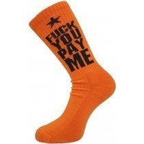 SSUR F You Pay Me Socks Orange Half Crew Explicit Mens One Size 7-12