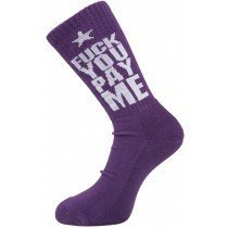 SSUR F You Pay Me Socks Purple Half Crew Explicit Mens One Size 7-12