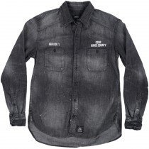SSUR King's County Jail Men's Shirt Black S Chambray Paint Splatter Streetwear