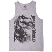 Jurassic World Tank Top T Rex Muscle Shirt Gray Movie Licensed Authentic Mens