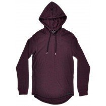 Elongated Hoodie Pullover Sweater Zipper Marled Burgundy Rounded WT02 Mens S-2XL
